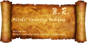 Mihálkovits Rubina névjegykártya